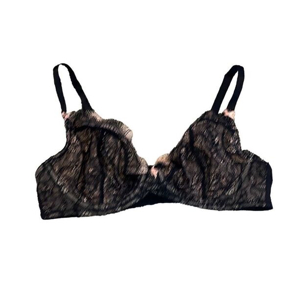 𝅺b.tempt'd EUC Black Pink Lace Bra Sz 32C - Picture 1 of 4